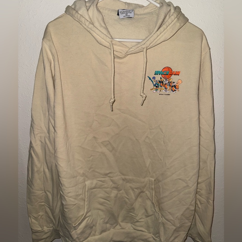 Space Jam Cream Hoodie with Cartoon Graphic| size XXL